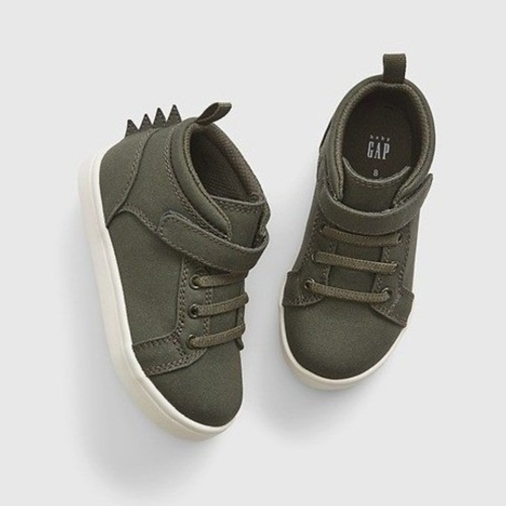 Baby GAP Kids Dinosaur Sneakers High Top Hook Loop Size 5 Green NEW